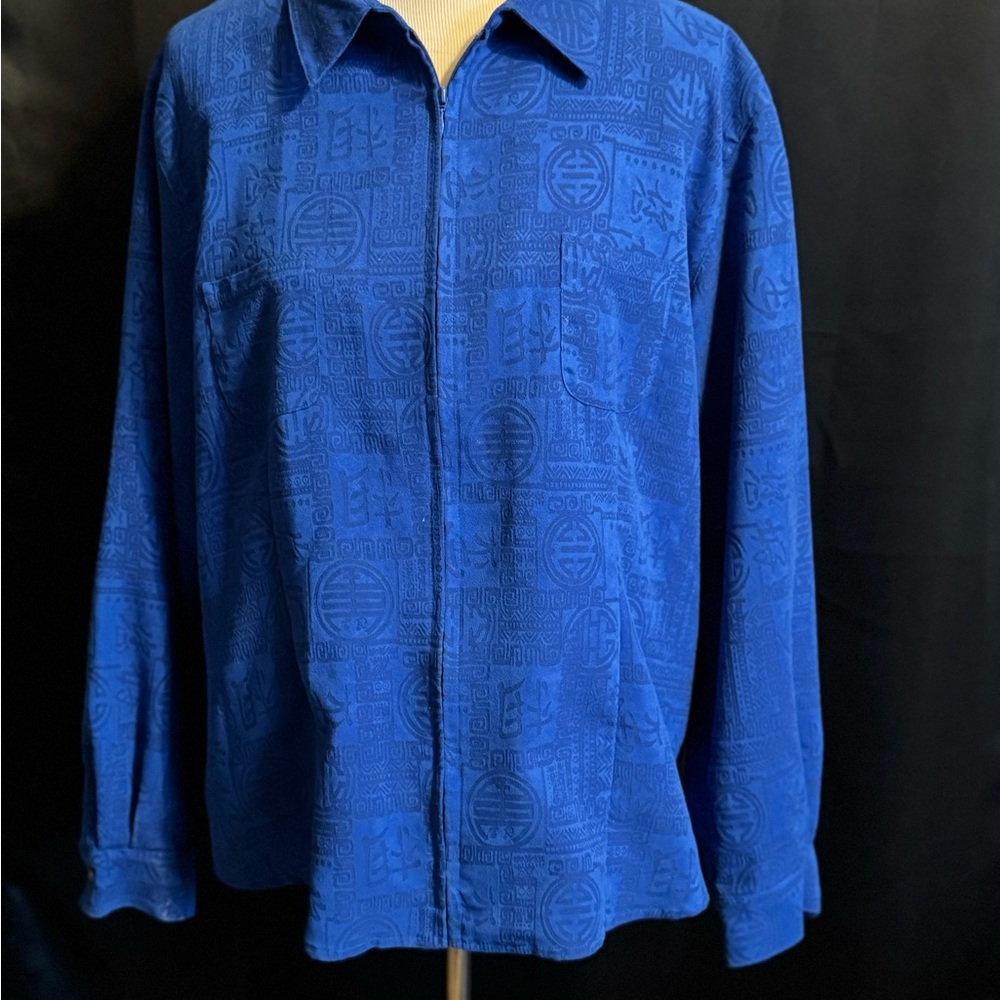 Chicos Blue Patterned Long Sleeve Shirt